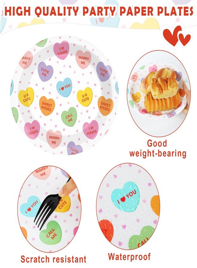 QOUBAI 50Pcs Valentine's Party Oval Plates 11 Inch Disposable Conversation Heart Paper Plate Valentine Tableware Dinnerware Set Heart Platter Dish Tray for Anniversary Wedding Party Decor Supplies - Image 3